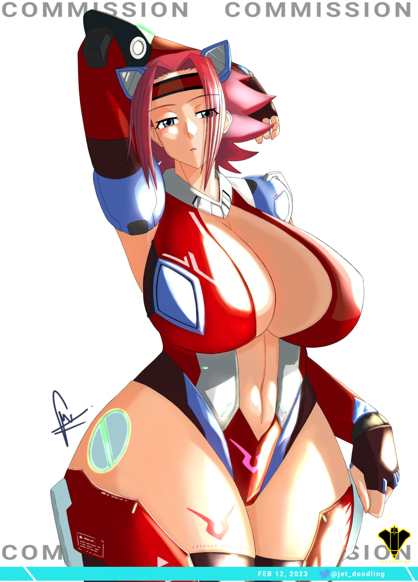 armpits breasts code_geass commission jet_doodling kallen_stadtfeld label large_breasts mechanical pubic_tattoo robot_joints tattoo voluptuous wide_hips