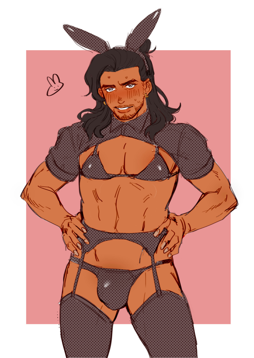 akshan bra bulge dark-skinned_male gay huge_breasts league_of_legends long_hair_male muscular_male panties socks twunk