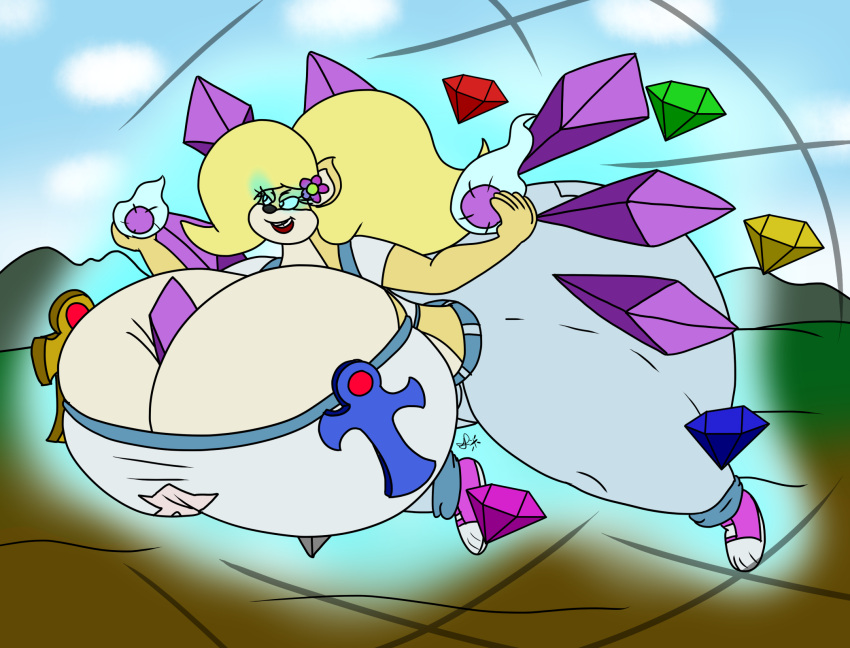 1girls anthro bandicoot big_ass big_breasts big_butt blonde_hair bubble_butt cleavage coco_bandicoot crash_(series) crystal gem huge_breasts relic solo thick_thighs time_relic virus-20 wide_hips