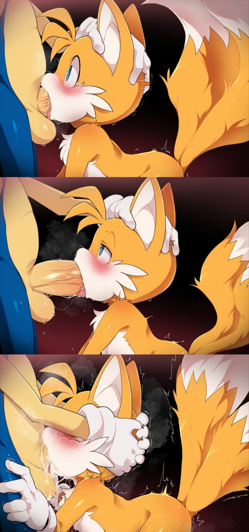 blush comic cum cum_in_mouth cum_overflow cum_overflowing dagasi deepthroat dominant dominant_male domination drool face_fucking furry gloves head_grab male/male male_only males_only penis sega sonic_(series) sonic_the_hedgehog sonic_the_hedgehog_(series) submissive submissive_male tails throat_fuck thrusting thrusting_into_mouth tongue_out tongue_out_blowjob uncensored yaoi