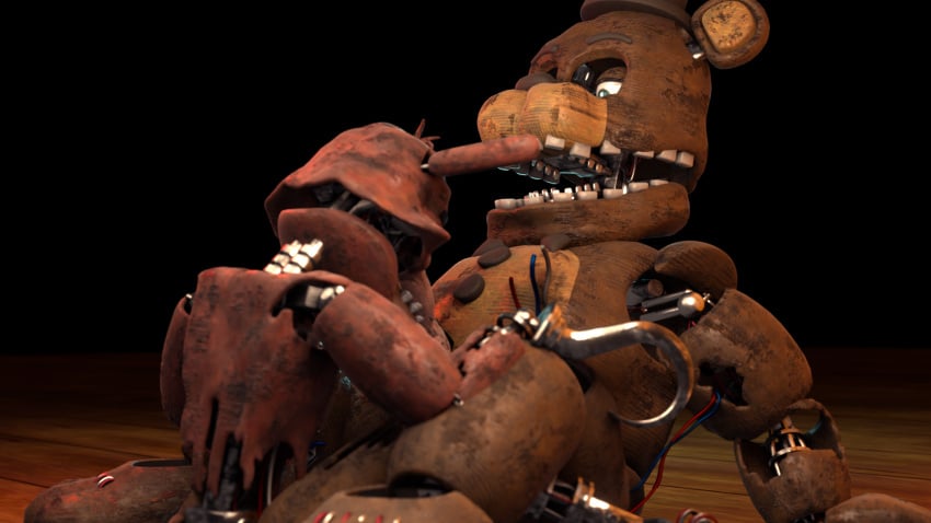 blowing blowjob dick five_nights_at_freddy's five_nights_at_freddy's_2 fnaf foxy_(fnaf) freddy_(fnaf) gay huge_balls huge_cock ingame_model penis richardbunbon sucking sucking_penis tagme withered_foxy withered_freddy