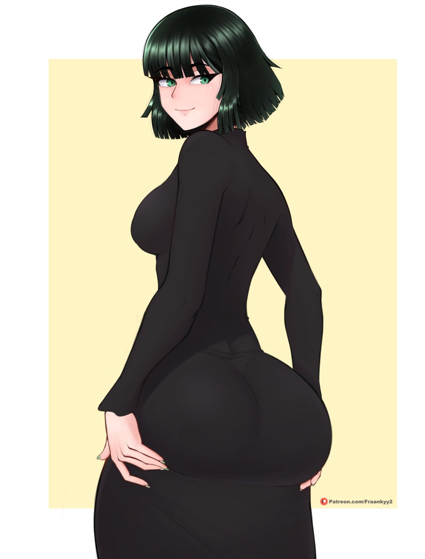 1girls absurd_res ass ass back back_view bangs big_ass big_breasts big_butt breasts bubble_ass bubble_butt clothed clothing curvaceous curvy curvy_body curvy_female curvy_figure dark_green_hair dress fat_ass female fraankyy fringe fubuki_(one-punch_man) green_eyes green_hair hand_on_ass highres hips large_ass large_breasts light-skinned_female light_skin lips lipstick medium_hair one-punch_man round_ass short_hair sideboob slim smile smiling smirk thick thick_ass voluptuous wide_hips