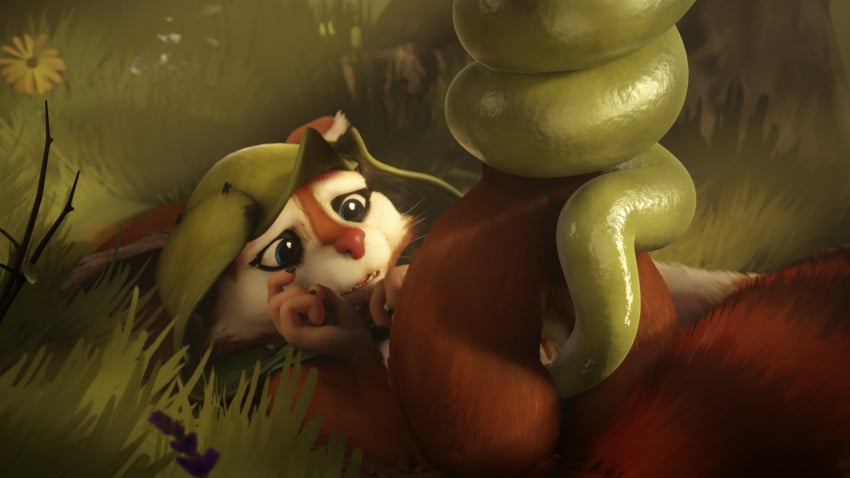 16:9 anal anal_sex ano_delta anthro anthro_penetrated anus big_ears blue_eyes bound brown_body brown_fur clothing day detailed_background digital_media_(artwork) dota dota_2 ears_back ears_down evening eyelashes feet female female_penetrated flower fluffy fluffy_tail fur genitals grass hi_res hood hoodwink_(dota) legs_up looking_scared lying makeup mammal nature nature_background nude nude_female on_back on_ground outside outside_sex penetration pivoted_ears plant pussy rodent scared sciurid sex solo tail tail_tuft tentacle tentacle_penetration tentacle_sex toes tree tree_squirrel tuft white_body white_fur widescreen