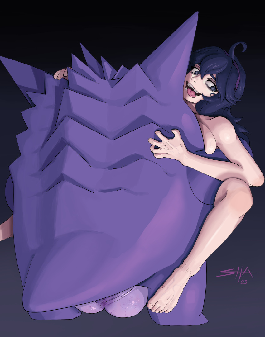 big_balls breast_squeeze breast_squish feet female gengar ghost happy_sex hex_maniac looking_at_viewer male penis pokémon_(species) pokemon pokemon_(species) pokemon_species pokephilia purple_eyes purple_hair tongue tongue_out veiny_balls veiny_breasts veiny_feet veiny_testicles