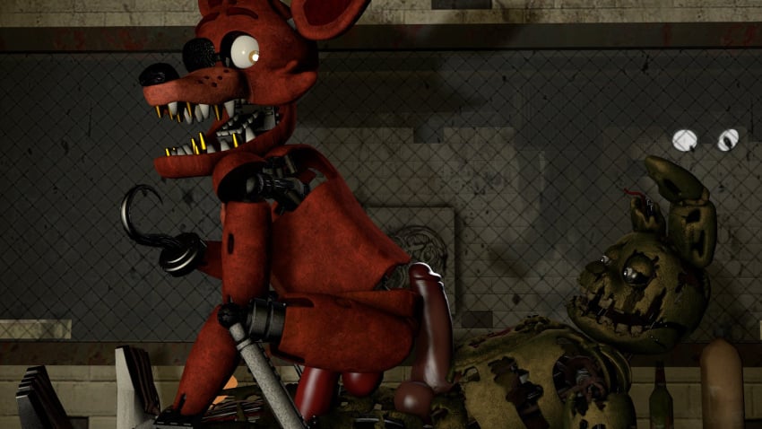 2023 2boys 3d 3d_(artwork) animatronic anthro_focus anthro_on_anthro anthro_only anthrofied big_penis big_sub_small_top black_nose canid canine canis detailed_background digital_media_(artwork) duo duo_focus endoskeleton erect_penis erection exposed_endoskeleton eyepatch fangs five_nights_at_freddy's five_nights_at_freddy's_3 flaccid_cock flaccid_penis fox fox_humanoid foxy_(fnaf) from_behind_position gay gay_male glans gold_(metal) gold_tooth green_body grey_eyes humanoid_genitalia humanoid_penis imminent_anal imminent_sex leporid leporid_humanoid looking_at_another looking_at_partner looking_back looking_back_at_partner machine male/male male_focus male_only open_mouth rabbit rabbit_humanoid red_body robot scottgames sharp_teeth size_difference small_top_big_bottom smooth_balls smooth_penis spr1ngytrap_ springtrap springtrap_(fnaf) teeth thick_penis yellow_eyes