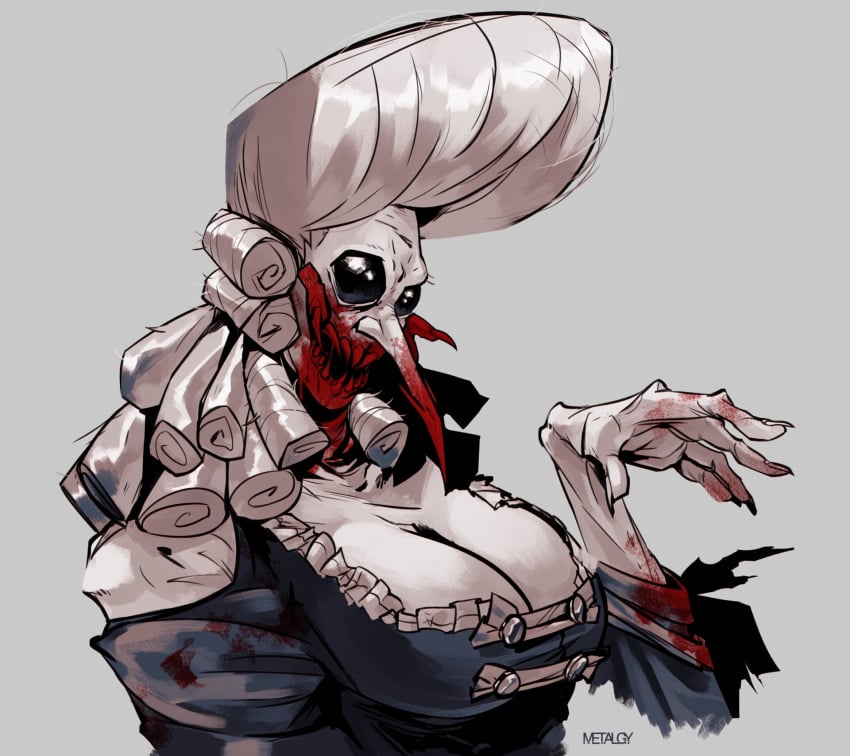 anthro blood_stain courtesan_(darkest_dungeon) darkest_dungeon monster_girl nightmare_waifu powdered_wig sharp_teeth tagme vampire vampire_girl