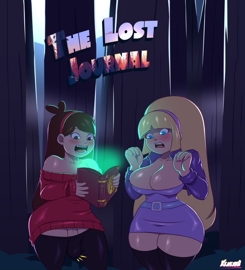 1futa 1girls 2023 absurd_res bangs big_breasts blonde_hair breasts brown_hair clothed clothing disney duo english_text female flaccid futanari gravity_falls huge_breasts human kenergi light-skinned_female light-skinned_futanari light_skin long_hair mabel_pines mostly_clothed pacifica_northwest penis shiny_skin source_smaller standing straight_hair thick_thighs thighhighs thighs wide_hips