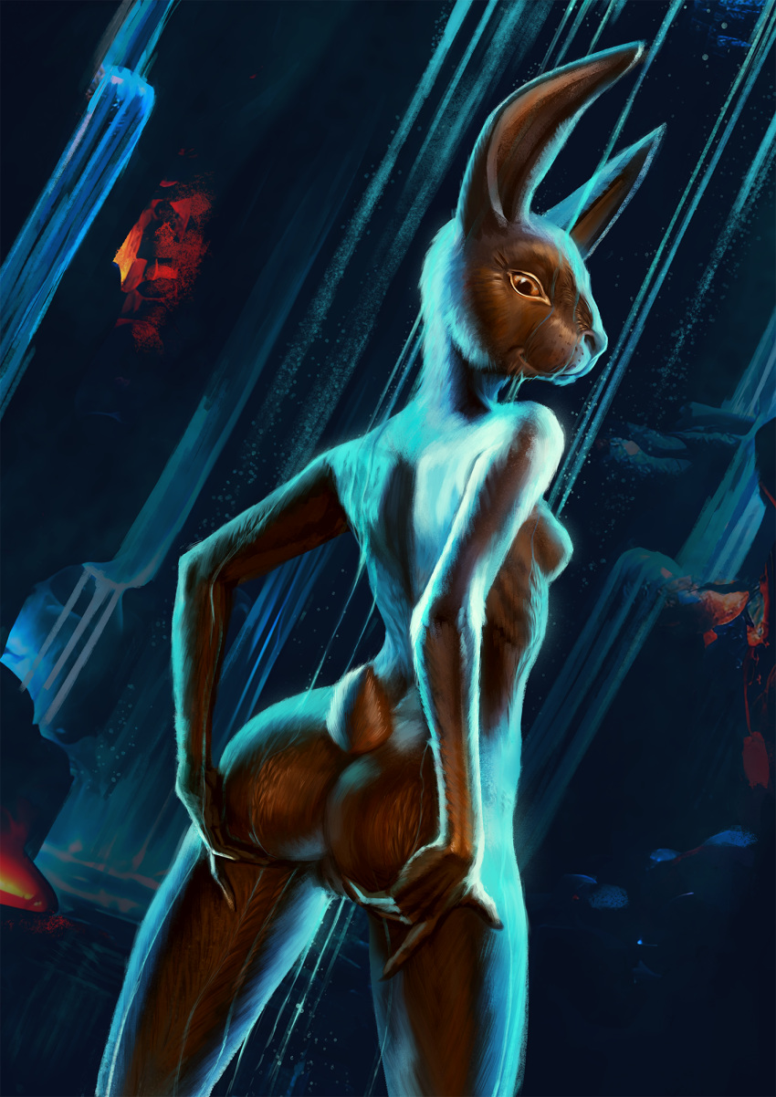 2023 :3 anthro arched_back asher_(artist) ass bathing breasts brown_body brown_fur bubble_butt cave chinese_zodiac detailed detailed_background digital_media_(artwork) digital_painting_(artwork) dutch_angle female fur genitals hi_res holding_butt lagomorph lava leporid light lighting looking_at_viewer looking_back mammal nude orange_sclera particles portrait presenting presenting_hindquarters presenting_pussy pussy rabbit rear_view restricted_palette scut_tail short_tail showering side_boob small_breasts smile solo spread_butt spreading standing tail three-quarter_portrait water waterfall waterfall_shower wet wet_body wet_fur whisker_spots year_of_the_rabbit