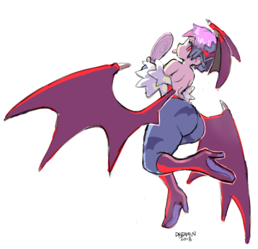 1girls 2018 ass back big_ass blue_pantyhose boots clothed clothing darkstalkers dreaminerryday leotard lilith_aensland pantyhose short_hair solo_female succubus thick_thighs thighs wings wings_on_head