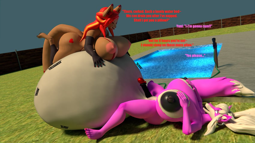 3d_(artwork) ahe_gao anthro areola ball_inflation balls big_areola big_balls big_breasts black_areola black_nipples black_penis black_tongue blue_eyes breasts brown_body brown_fur canid canine canis coolboy01fa dialogue digital_media_(artwork) domestic_dog duo ear_piercing ear_ring fur garden_hose genitals gynomorph hair heart hi_res hose huge_balls huge_breasts humanoid_genitalia humanoid_penis hyper hyper_balls hyper_breasts hyper_genitalia inflation intersex intersex/intersex looking_pleasured mammal nipples penis piercing pink_body pink_fur red_hair ring_piercing swimming_pool tongue tongue_out urethral urethral_insertion urethral_penetration water_inflation white_balls white_body white_fur white_hair wolf yuni_hermit