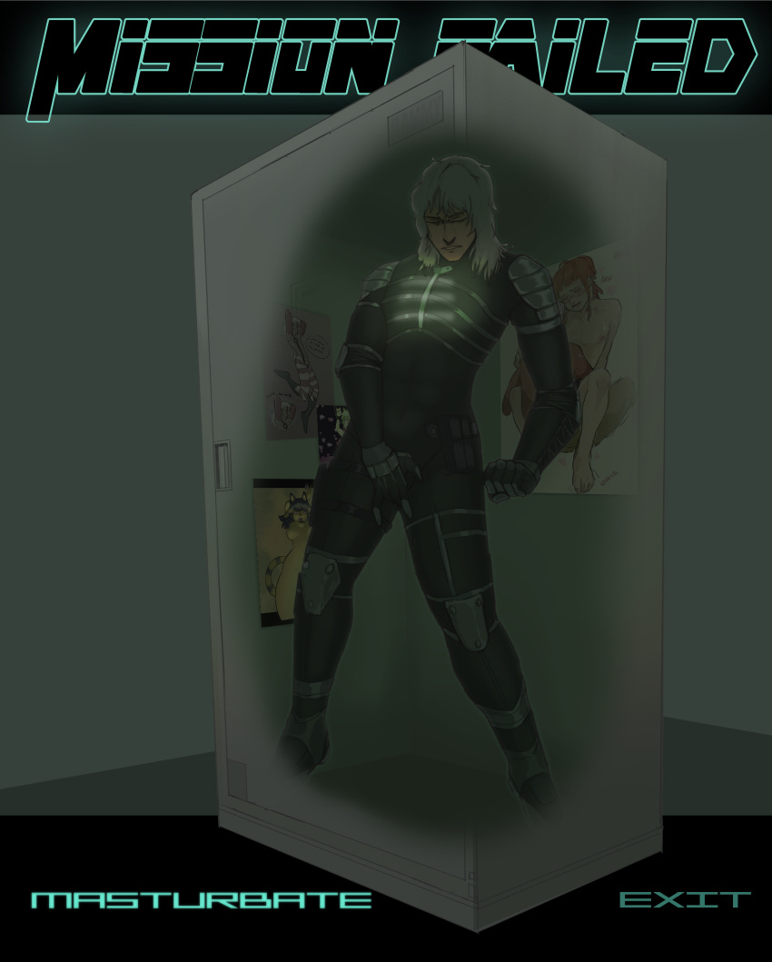 1boy male masturbation metal_gear_solid metal_gear_solid_2 raiden_(metal_gear) solo stealth_masturbation