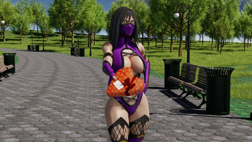 3d big_breasts fit_female looking_at_viewer mask mileena mileena_(mk9) miquervel mortal_kombat mortal_kombat_(2011) thick_thighs valentine's_day