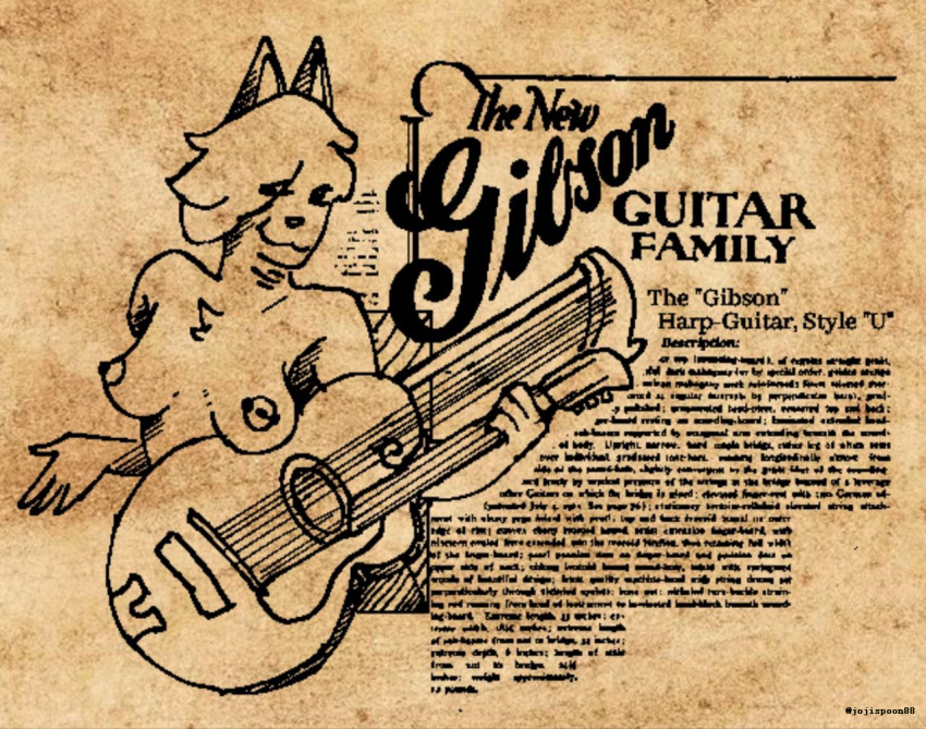 advertisement anthro domestic_cat felid feline felis female furry guitar harp jojispoon88 mammal musical_instrument nipple_piercing nipples nude piercing plucked_string_instrument smile string_instrument