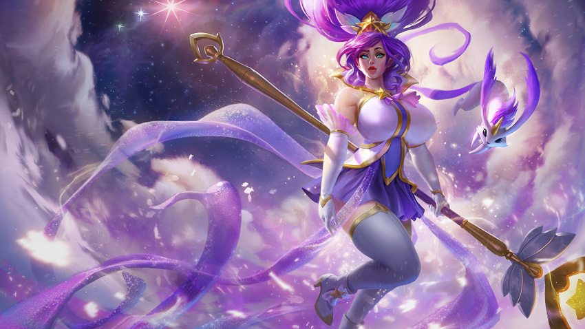 3rd_party_edit alternate_breast_size blue_eyes curvy huge_breasts janna_windforce league_of_legends magical_girl milf official_artwork_edit plump purple_hair purple_skirt riot_games star_guardian_janna star_guardian_series sutton184_edits thick thick_lips thick_thighs thighhighs white_thighhighs