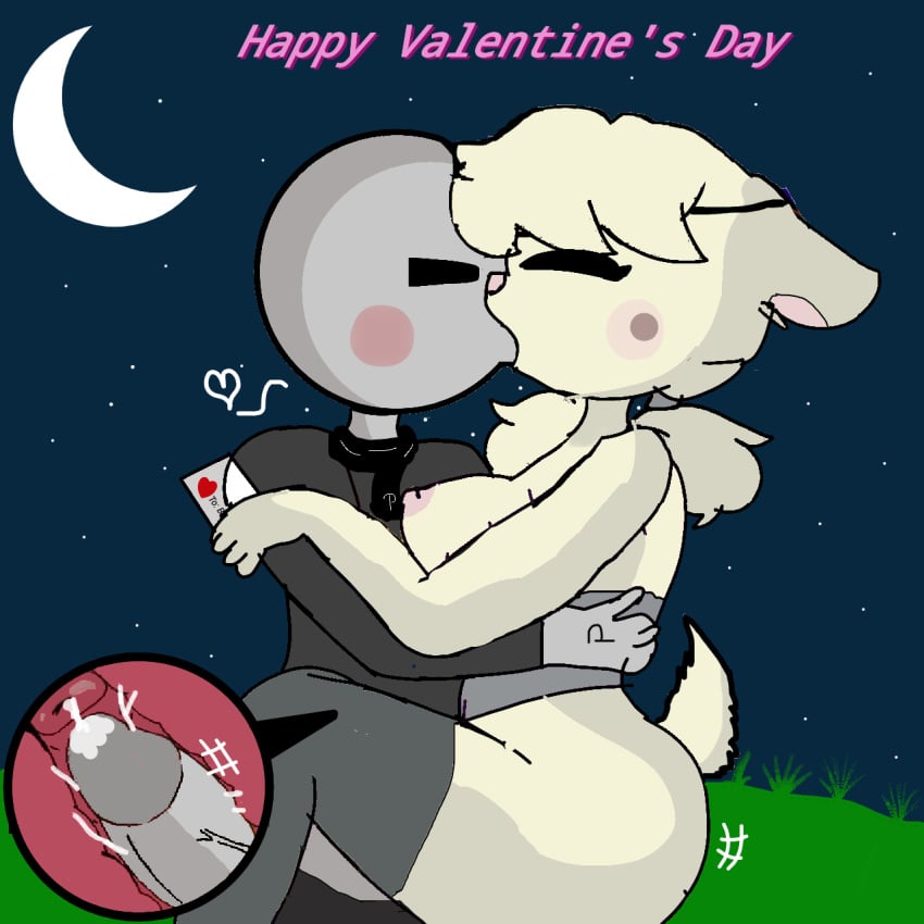 anthro background bunny_(piggy) bunny_tail couple hug human kissing letter married_couple night penis piggy_(game) player rabbit sex traced_art valentine's_day