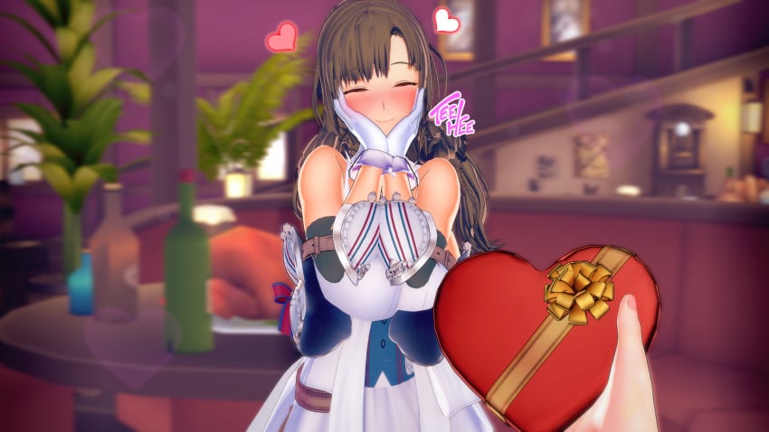 1boy 1girls 2koma 3d blush breasts chocolate closed_eyes do_you_love_your_mom_and_her_two-hit_multi-target_attacks? dress female female_focus gift gloves hands_on_own_cheeks hands_on_own_face happy heart incest indoors large_breasts laugh long_hair male male_pov mature mature_female milf mother mother_and_son oosuki_mamako oosuki_masato pov smile solo_focus tsuujou_kougeki_ga_zentai_kougeki_de_ni-kai_kougeki_no_okaasan_wa_suki_desu_ka? twintails v-kris valentine valentine's_day