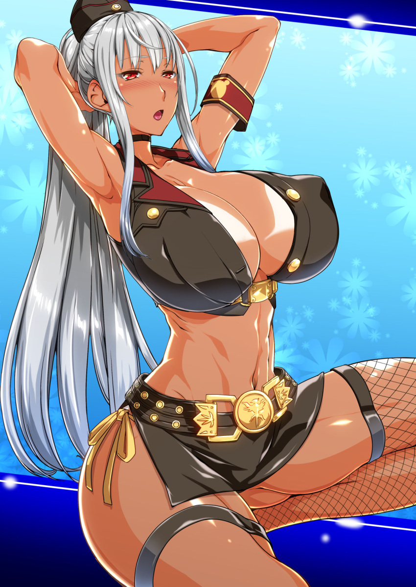 1girls big_breasts breasts ebido huge_breasts large_ass large_filesize leg_raise long_hair massive_breasts nipples selvaria_bles solo valkyria_chronicles