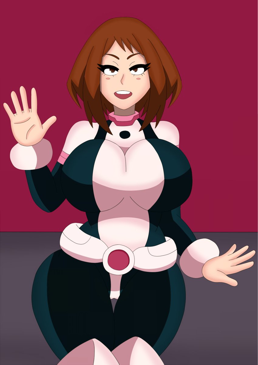 1girls big_breasts breasts edit female female_only hero_outfit_(mha) hinata-hime my_hero_academia ochako_uraraka queen_hina thick_thighs thighs