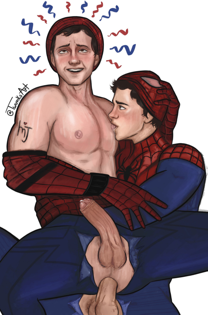 2boys andrew_garfield bareback big_cock big_penis bottom brothers clothed_sex comics erect_while_penetrated gay human human_only light-skinned_male light_skin male male/male male_only male_penetrated marvel peter_parker spider-man spider-man_(series) spider-man_(tom_holland) spider_sense tom_holland top twunksart virgin yaoi