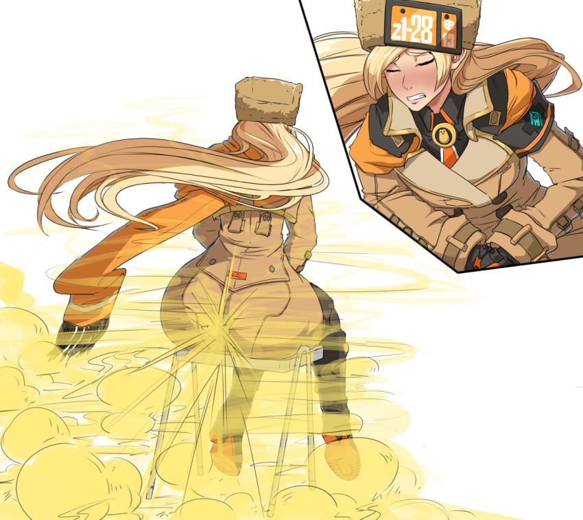 big_ass big_butt blonde_hair bubble_butt fart fart_fetish farting fat_ass fat_butt female glassbuttboy guilty_gear huge_fart millia_rage sitting_on_chair solo_female thick_ass thick_butt zaina_art99