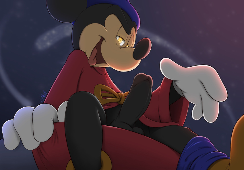 anthro disney erection genitals hi_res humanoid_genitalia humanoid_penis male male_only mammal mickey_mouse mickeyryona mouse murid murine penis rodent wizard_robe