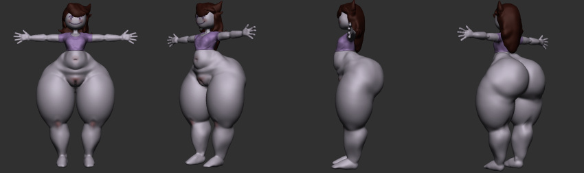 1girls 3d 3d_model ass big_ass bottom_heavy bottomless fat female jaiden jaiden_animations pussy t_pose wide_hips