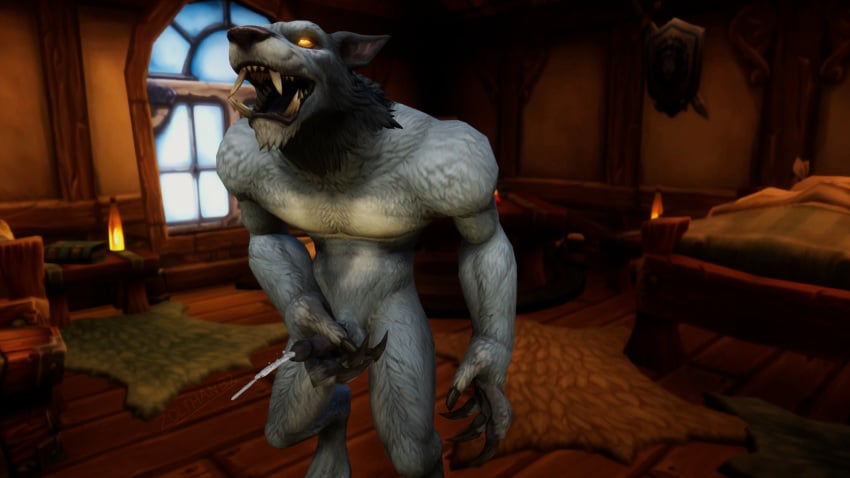 activision animal_humanoid anthro blizzard_entertainment bodily_fluids canid canine cum erection genital_fluids genitals glowing glowing_eyes hi_res humanoid male mammal mammal_humanoid masturbation nude penis solo solo_focus solo_male warcraft were werecanid werecanine werewolf worgen world_of_warcraft zolthan32