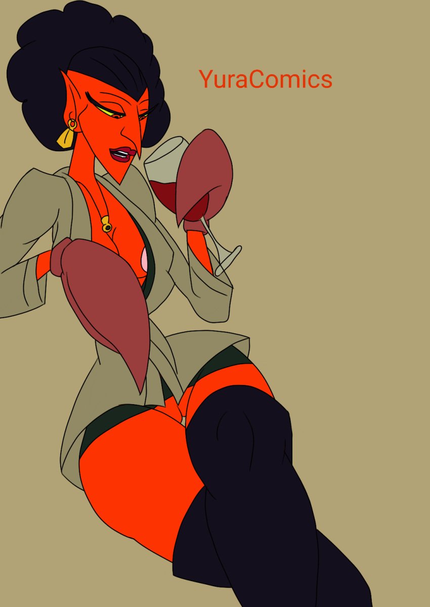 black_hair clothed demon demon_girl dress female him milf naked naked_female nude powerpuff_girls pussy red_skin yuracomics