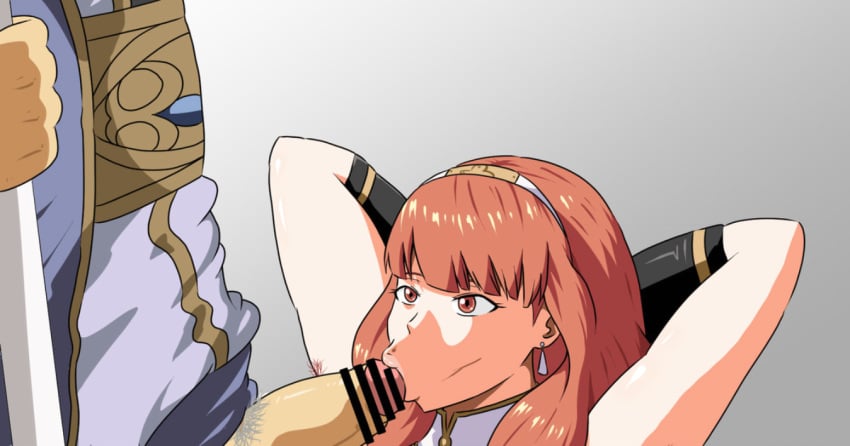 1boy 1girls age_difference armpit_hair armpits blowjob celica_(fire_emblem) censored fellatio female fire_emblem fire_emblem_echoes:_shadows_of_valentia hands_behind_head male nomah_(fire_emblem) paid_reward_available sample tonsuke