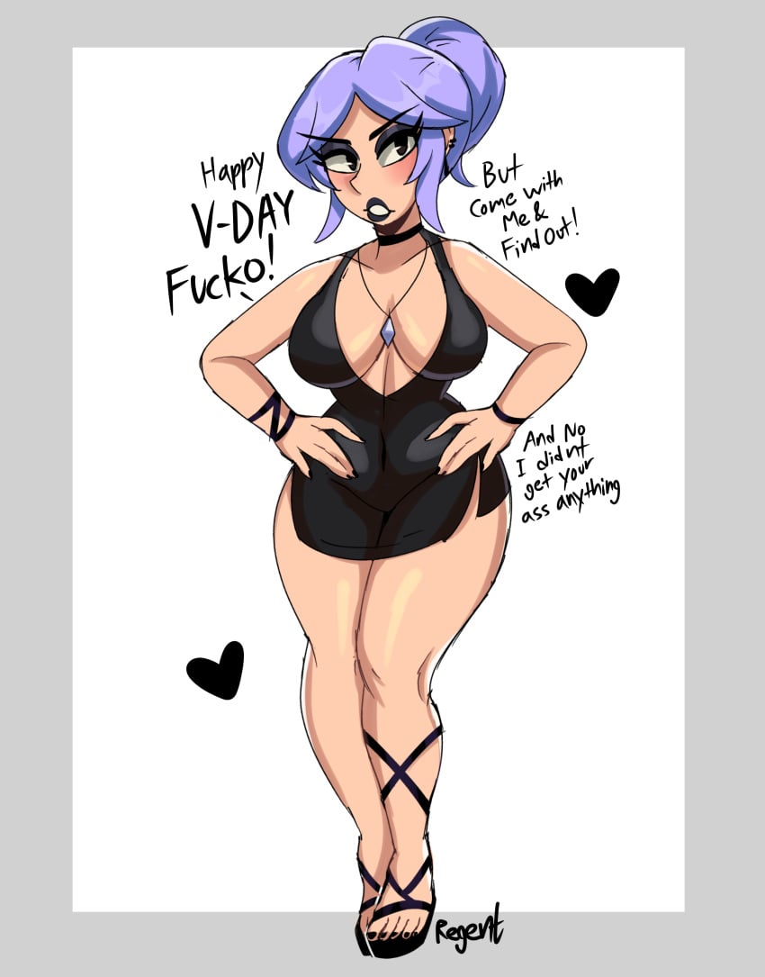 breasts female female_only looking_at_viewer oc original original_character purple_hair regentb01 solo tagme