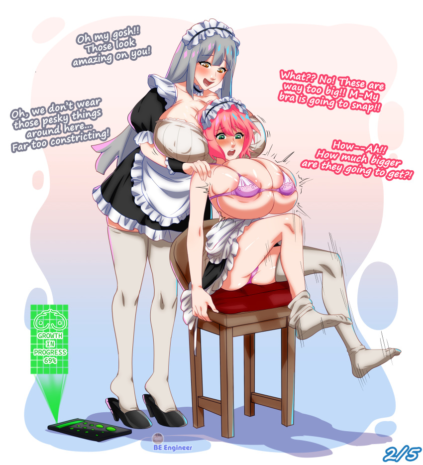 2023 ass_expansion beengineer big_breasts breast_expansion huge_breasts inherentlysostrange maid maid_apron maid_headdress maid_uniform tagme