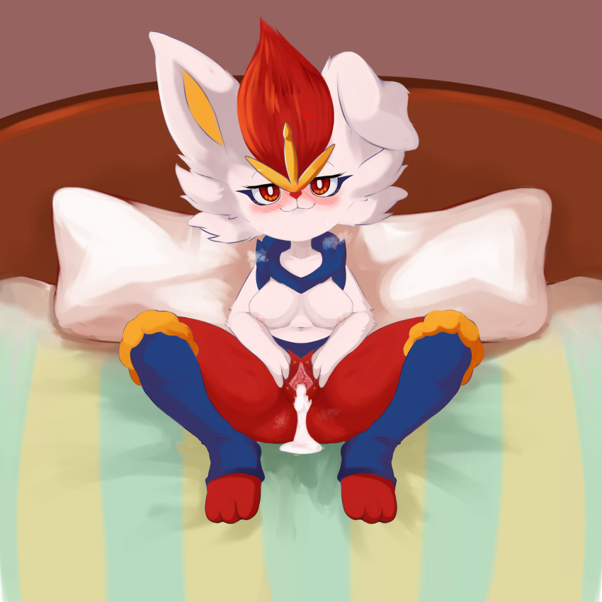 absurd_res bed cinderace cum female fur furniture generation_8_pokemon hi_res nintendo on_bed pokémon_(species) pokemon pokemon_(species) psychostars sitting solo