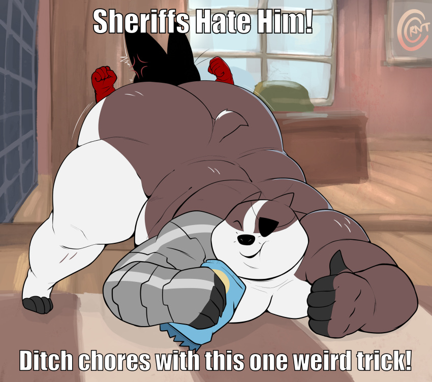 anal anthro ass ass_up badgerclops big_belly big_butt bottom_heavy cartoon_network cocoronut eating eating_during_sex eating_food facesitting hi_res huge_ass huge_butt jack-o'_pose love_handles male male/male mao_mao:_heroes_of_pure_heart oral overweight overweight_male pinned pinned_to_wall pose rimming sex sheriff_mao_mao_mao size_difference superchub thick_ass