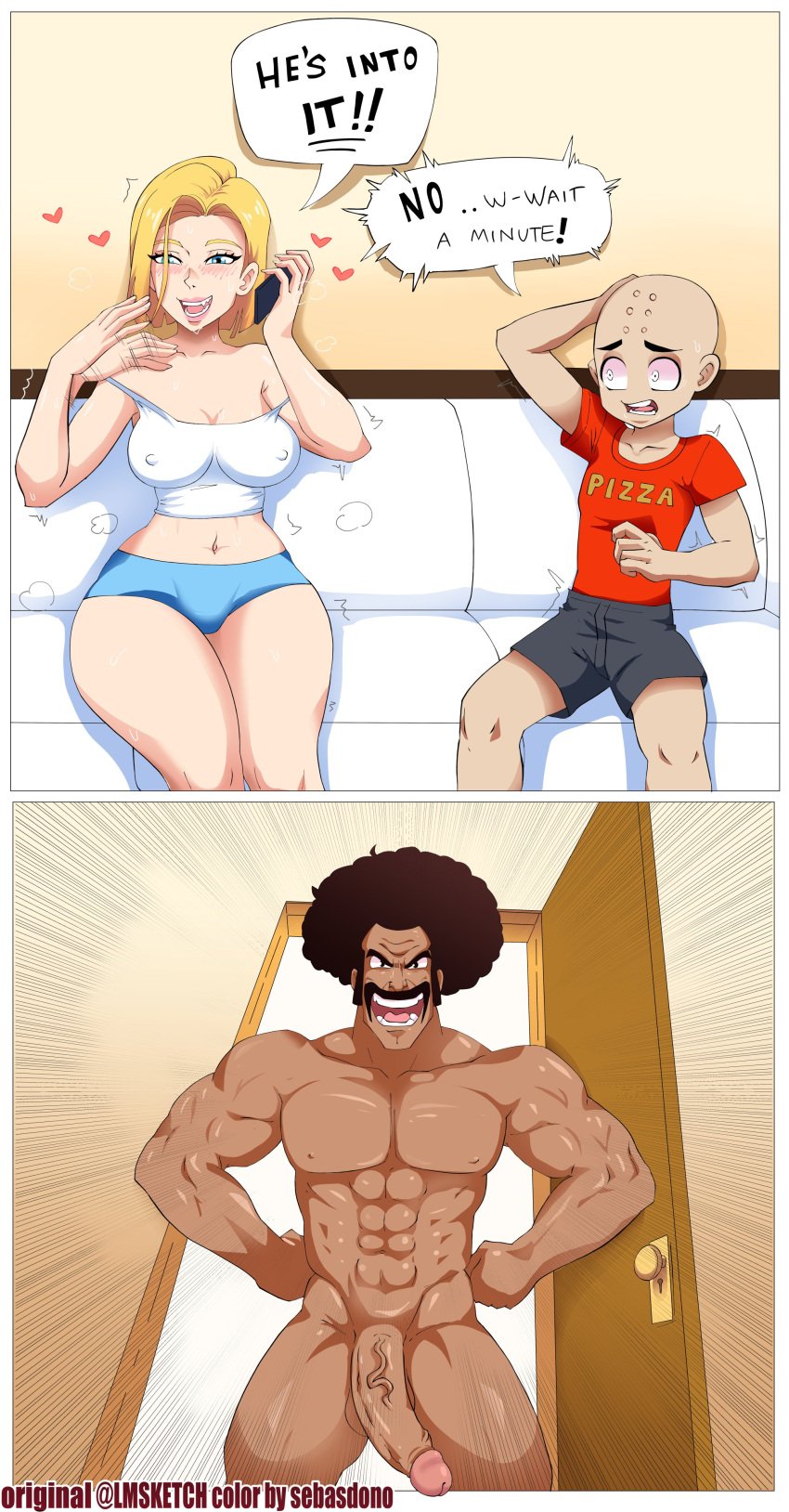 android_18 big_breasts blonde_hair blue_eyes breasts busty cheating cheating_female cheating_girlfriend cheating_wife comic cuckold dragon_ball dragon_ball_z edit female hourglass_figure krillin kuririn legoman male mr._satan netorare sebasdono short_hair tagme wide_hips