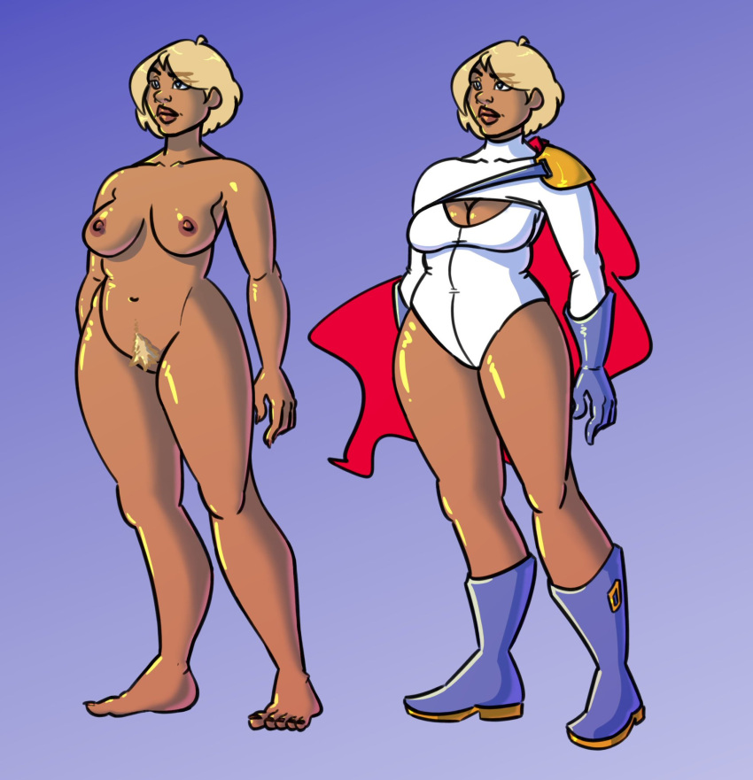 big_breasts blonde_hair blonde_pubic_hair breasts dapperzapper dark-skinned_female dc dc_comics female female_only karen_starr naked naked_female nipples nude nude_female power_girl pubes pubic_hair short_hair standing supergirl_(series) superhero superheroine superman_(series) tan-skinned_female tan_body tan_skin tanned_skin