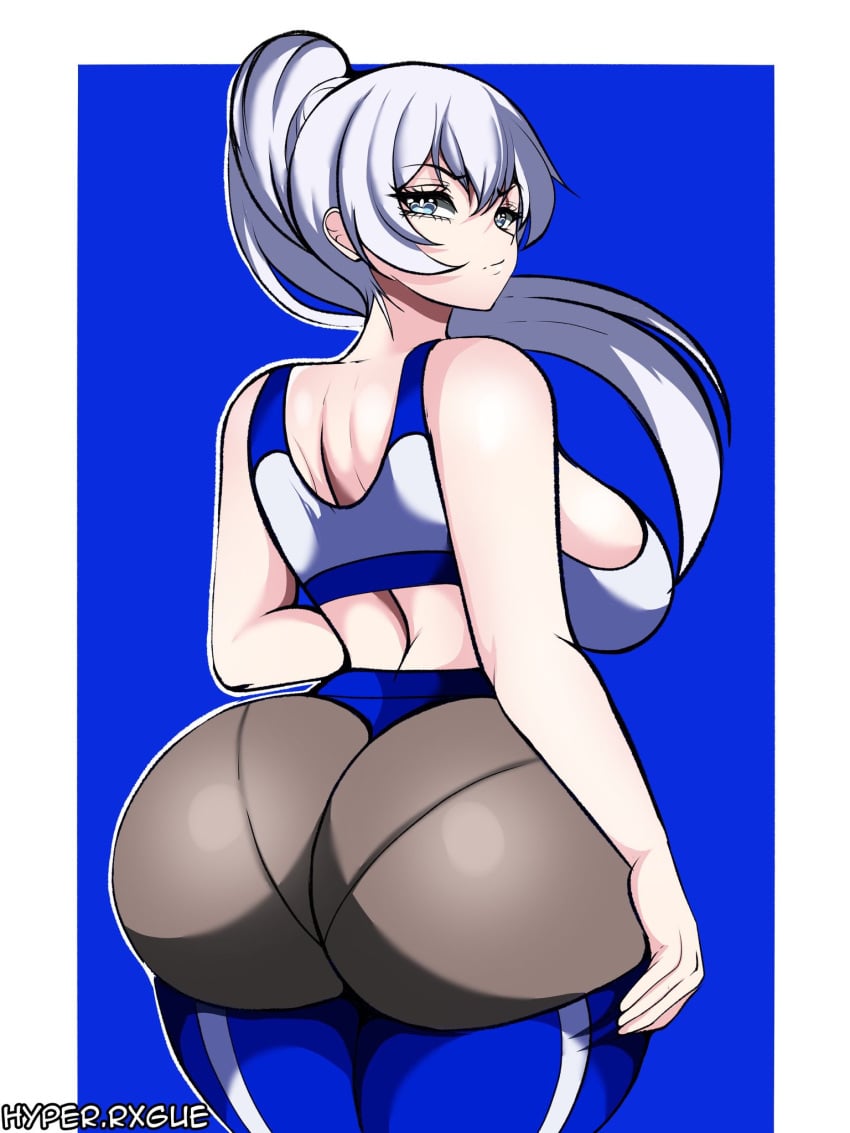 1girls ass big_ass bottom_heavy breasts clothing crop_top dat_ass fat_ass female female_only huge_ass hyperrxgue large_ass looking_at_viewer looking_back pants pantylines rwby solo thick_ass thick_thighs thunder_thighs weiss_schnee white_hair wide_hips