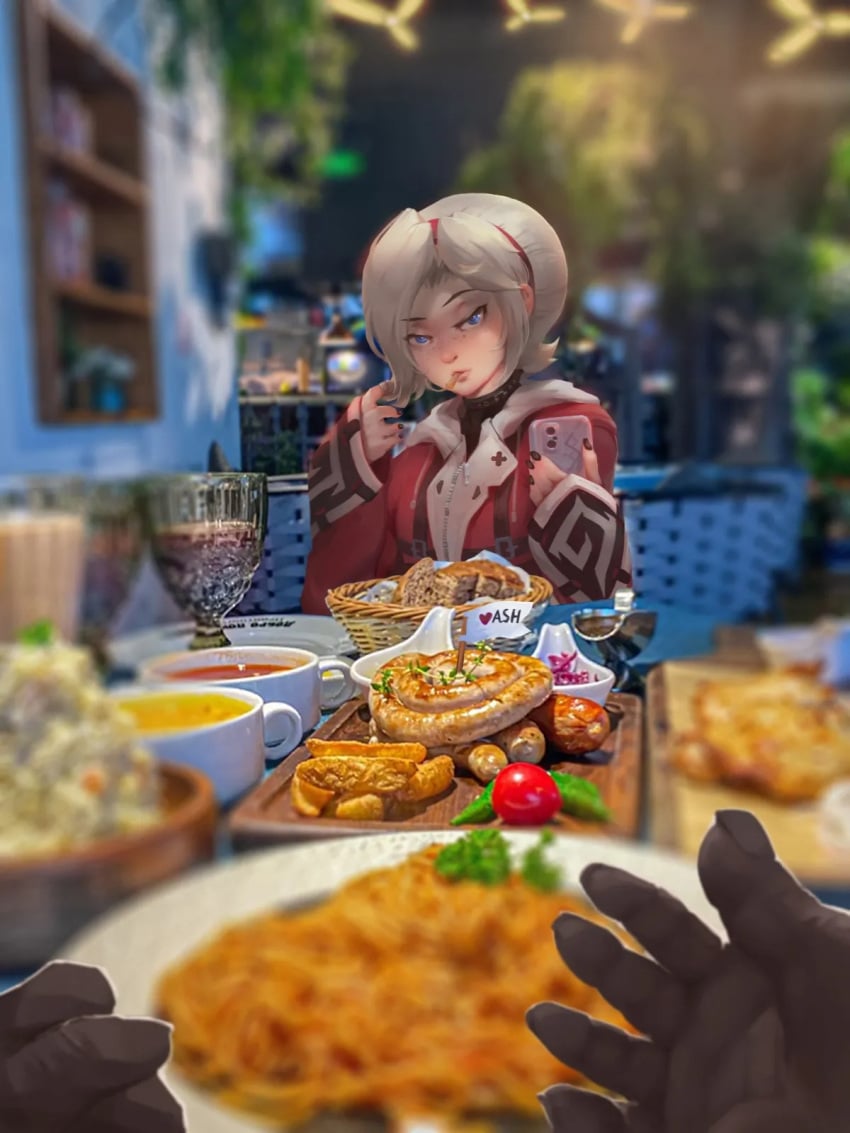 1boy 2boys alcohol ash_crimson dark-skinned_male dark_skin date femboy first_person_view food gay girly jackash light-skinned_male light_skin looking_at_viewer male nail_polish out_of_frame outdoors outside pov pov_eye_contact smartphone trap yaoi