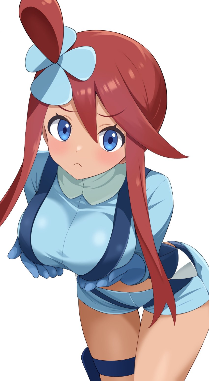 1girls blue_eyes blue_eyes_female breasts brown-skinned_female brown_skin brown_skinned_female busty busty_female busty_girl female female_focus female_only fingers fondling fondling_breasts fondling_own_breast fondling_own_breasts fondling_self frown frown_eyebrows frowning frowning_at_viewer game_freak grope groping groping_breast groping_breasts groping_chest groping_own_breast groping_own_breasts groping_self hair_between_eyes high_resolution highres hourglass_figure large_breasts lean_figure leaning_forward long_hair looking_at_viewer narrow_waist nintendo pokemon pokemon_bw pushing_breasts_up raimu_(clanberry000) red_hair red_hair_female shoulders simple_background skyla_(pokemon) slender_body slender_waist slim_waist solo standing thigh_gap thighs upper_body white_background wide_hips