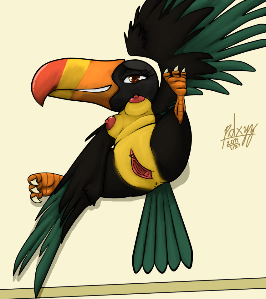 2011 anus avian beak breasts cartoon_network female furry furry_only hi_res lupe_toucan my_gym_partner's_a_monkey nipples pdxyz pussy solo toucan