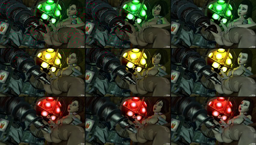1boy 1girls 3d areolae ass big_breasts big_daddy_(bioshock) bioshock bioshock_infinite blue_eyes breasts brown_hair bubble_butt burial_at_sea busty choker comic drill elizabeth_comstock elizabeth_comstock_(burial_at_sea) female female_focus hourglass_figure long_hair lovelysfm male masturbation nipples pale-skinned_female pale_skin ponytail pussy rapture_(bioshock) sex short_hair source_filmmaker spread_legs vagina wide_hips