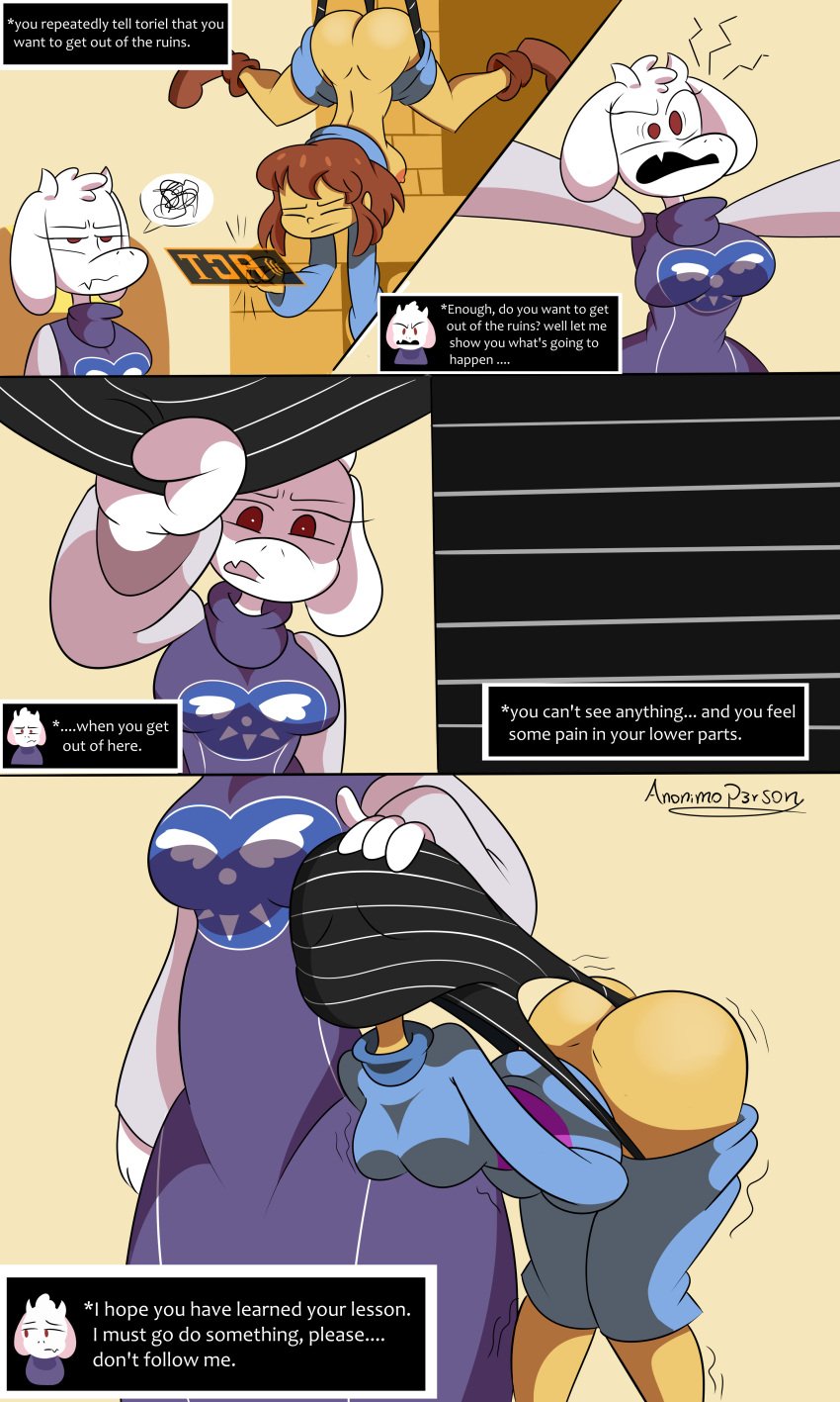 absurd_res anonimop3rson female frisk frisk_(undertale) toby_fox toriel undertale undertale_(series) wedgie wedgie_fetish wedgies wedgietale