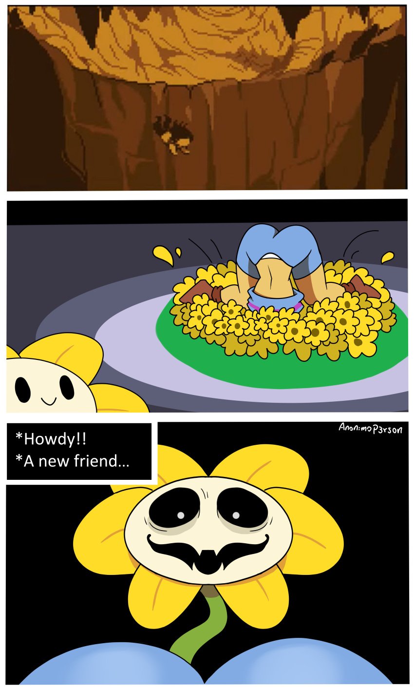 absurd_res anonimop3rson female flower flowey_the_flower frisk frisk_(undertale) toby_fox undertale undertale_(series) wedgietale
