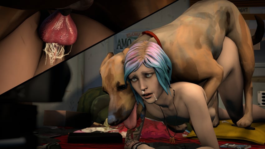 3d annoyed canine canine_penis chloe_price cum cum_in_mouth cum_in_pussy cum_inside cum_out_nose doggy_style grandmanaconda_(artist) humiliation knot life_is_strange male precum recording reluctant vaginal_penetration zoophilia