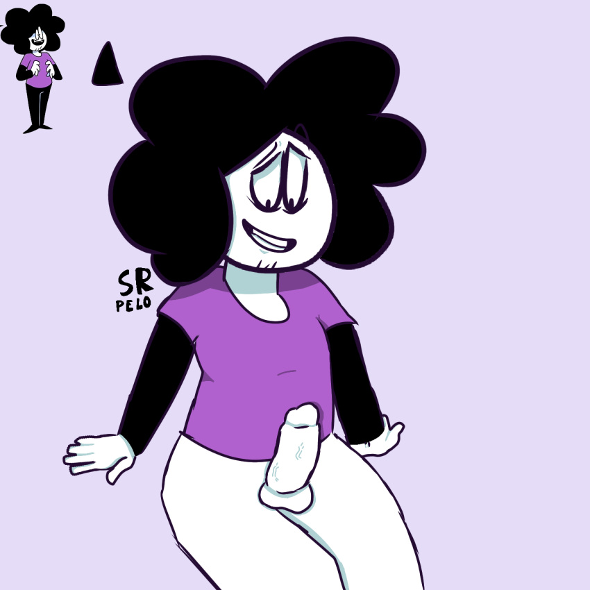 hair male_only purple_shirt spooky_month sr_pelo sr_pelo_(character) toony_face