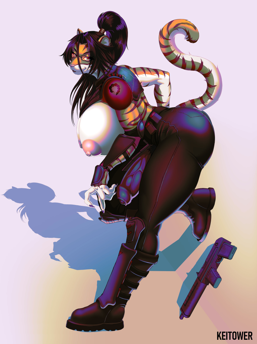 1futa absurd_res anthro artist_keitower balls breasts clothed clothing erection felid fur futa_only futaba futanari genitals herm hi_res humanoid intersex keitower mammal pantherine partially_clothed penis solo tiger