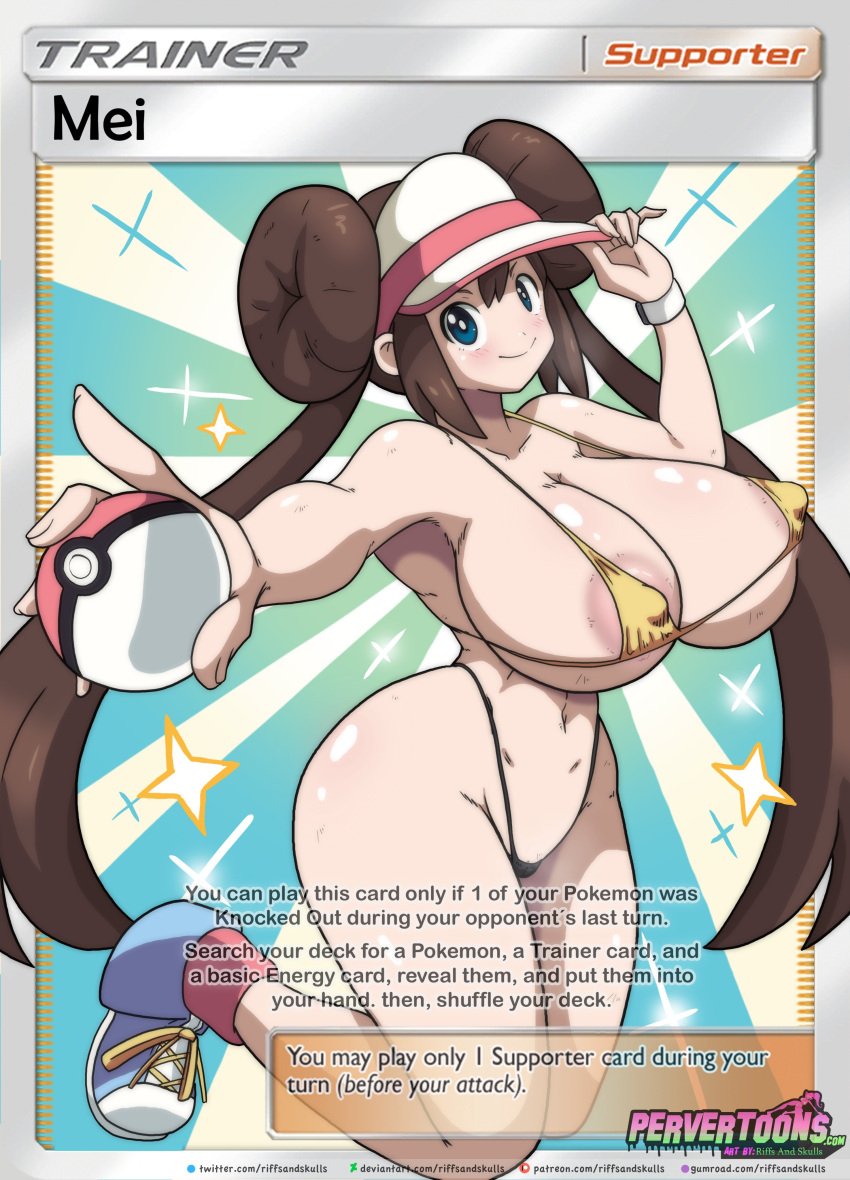 1girls areola areola_slip areolae areolae_slip belly_button big_breasts bikini bimbo breasts card card_(medium) clothing female female_only footwear huge_areola huge_areolae huge_breasts huge_nipples human ineffective_clothing large_breasts micro_bikini nipples pale_skin pervertoons poke_ball pokemon pokemon_bw2 pokemon_card pokemon_tcg riffsandskulls rosa_(pokemon) shoes solo solo_female string_bikini swimwear tagme trading_card trainer_card