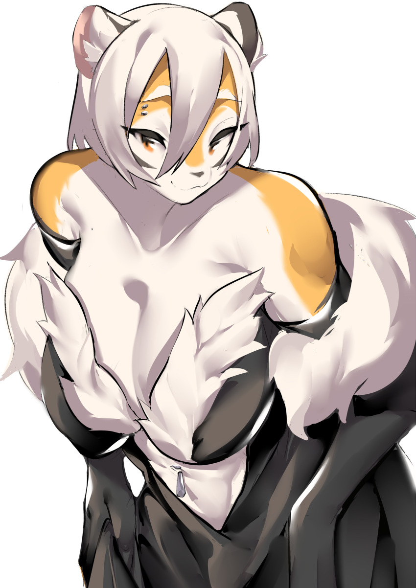 1girls amber_eyes anthro arknights aspirindabaitu big_breasts breasts female furry looking_at_viewer mx99926 simple_background smile solo solo_female tagme tiger tiger_girl waai_fu_(arknights) white_background white_hair