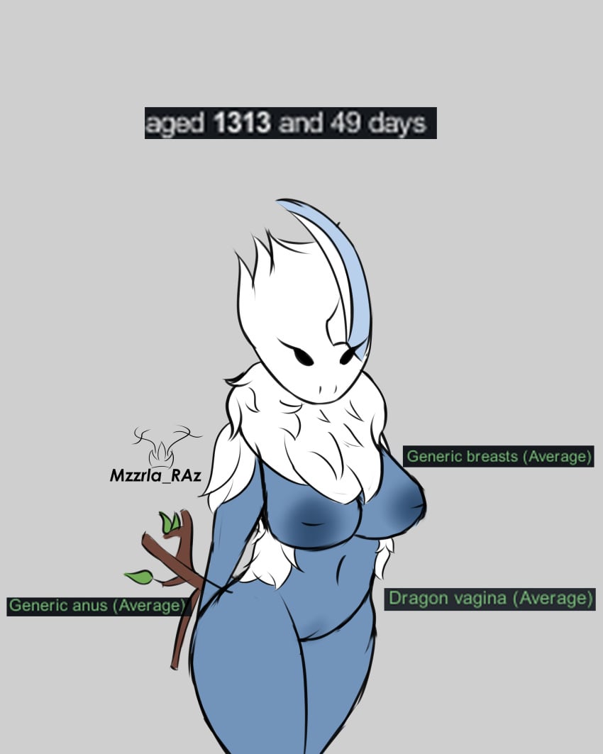 absurd_res anthro big_breasts breasts digital_media_(artwork) female fur genitals head_blade hi_res holding_object holding_stick horn mzzrlaraz nipples nude pussy rimworld simple_background solo stick thick_fur thrumbo_(species)