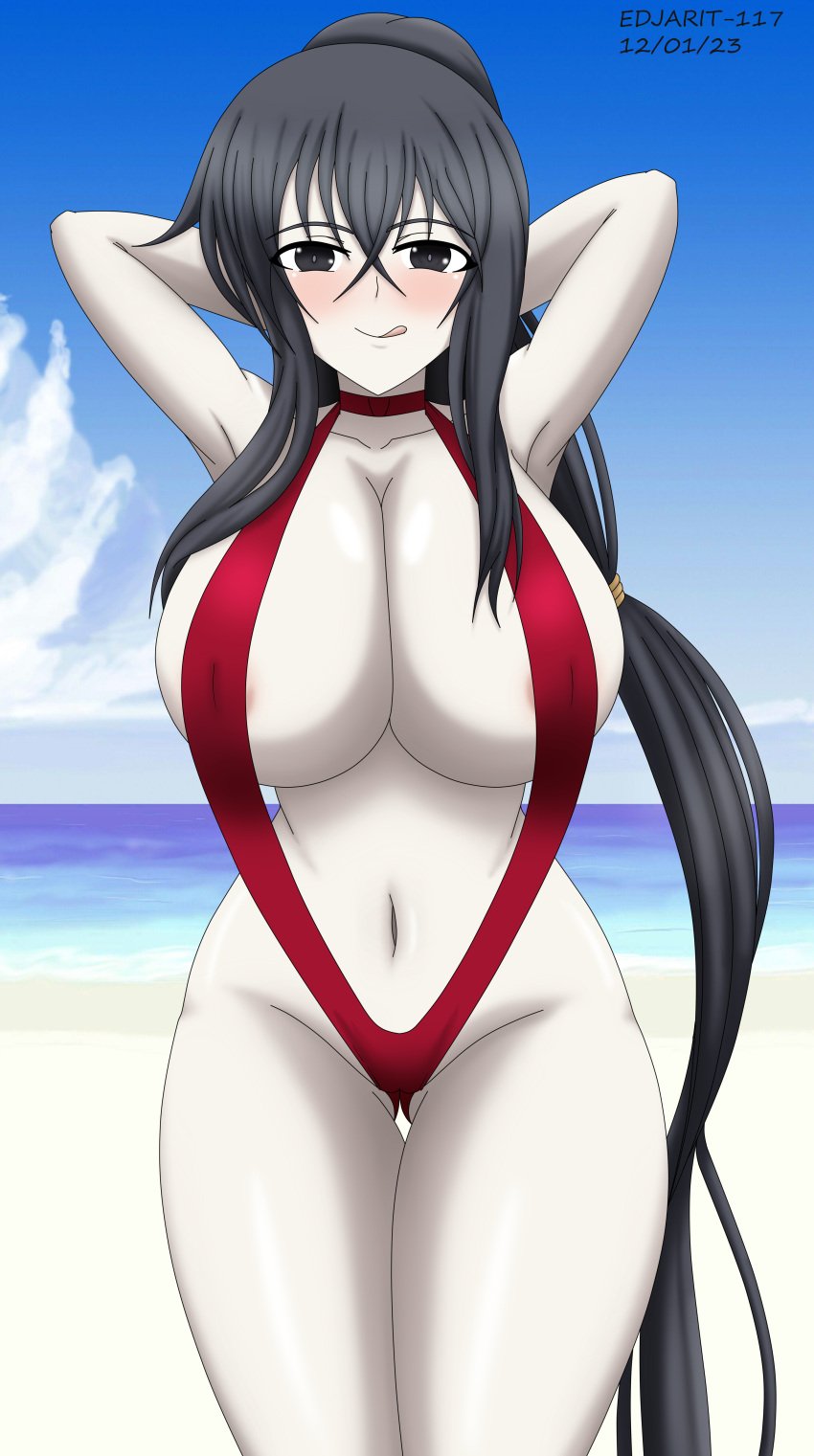 big_breasts bikini edjarit-117 fubuki_(senran_kagura) huge_breasts long_hair senran_kagura senran_kagura_(series) smile tagme