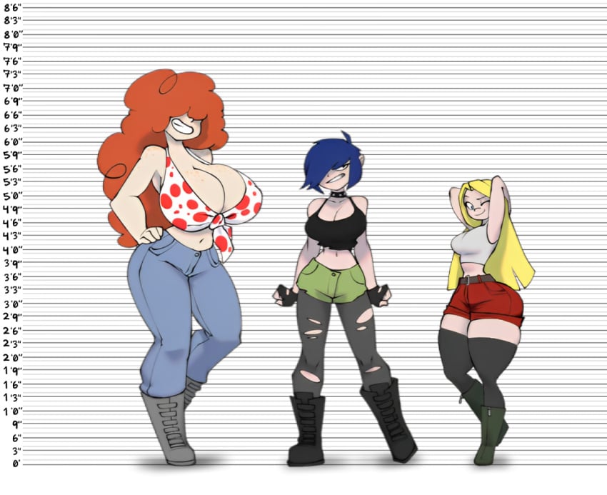 3girls bigdad cartoon_network cleavage clothing ed_edd_n_eddy edit female huge_ass huge_breasts human kanker_sisters lee_kanker lineup marie_kanker may_kanker pale_skin police_lineup short_shorts shorts shortstack sisters tagme thick_thighs thighhighs thighs wide_hips